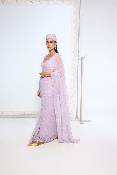 Ekaya Lavender Polka Dotted Saree indian designer wear online shopping melange singapore 