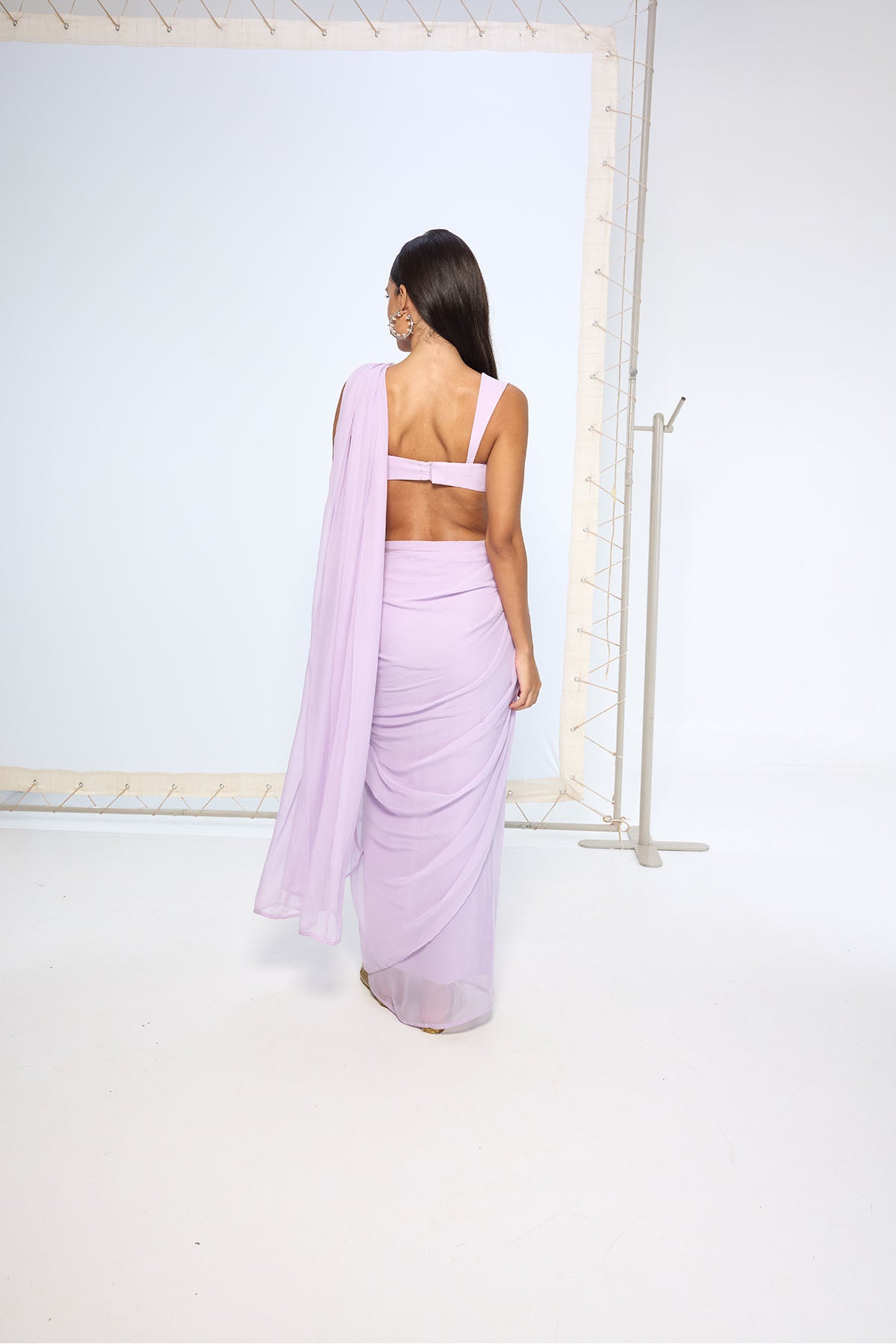 Ekaya Lilac Brooch Saree indian designer wear online shopping melange singapore 