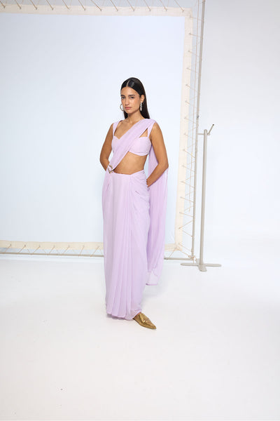 Ekaya Lilac Brooch Saree indian designer wear online shopping melange singapore 