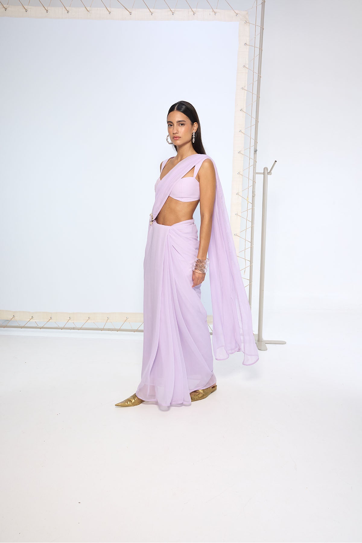 Ekaya Lilac Brooch Saree indian designer wear online shopping melange singapore 