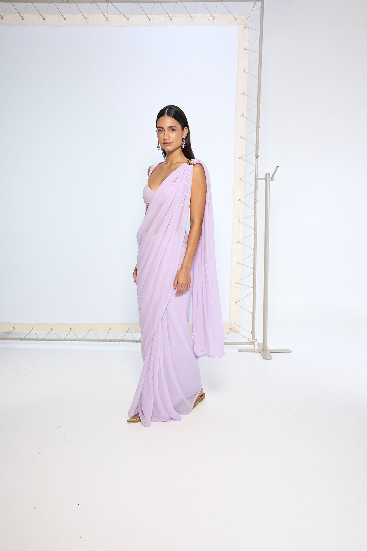 Ekaya Lilac Movable Brooch Saree indian designer wear online shopping melange singapore