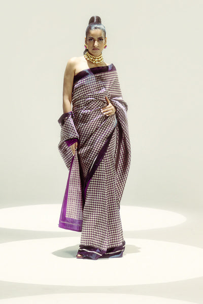 Ekaya Small Houndstooth Zari indian designer wear online shopping melange singapore 
