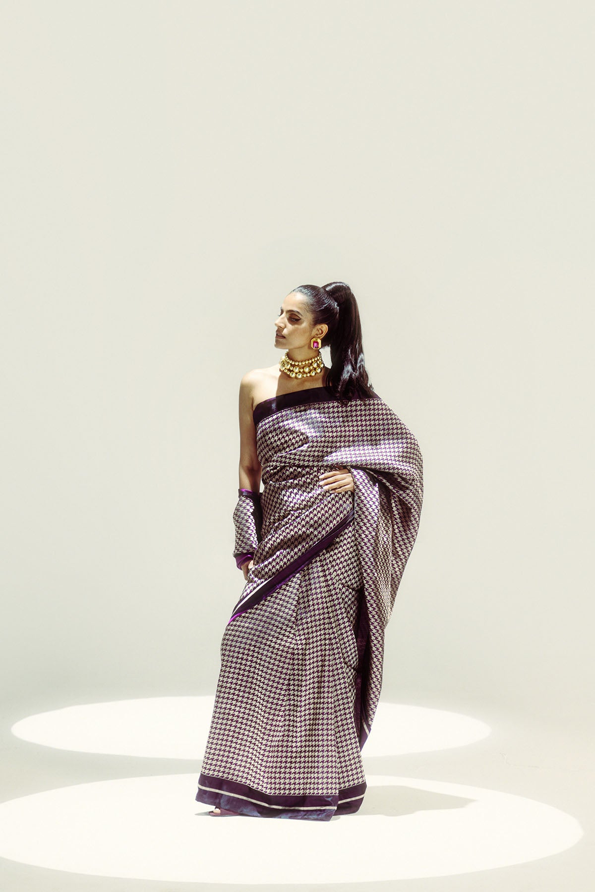 Ekaya Small Houndstooth Zari indian designer wear online shopping melange singapore 
