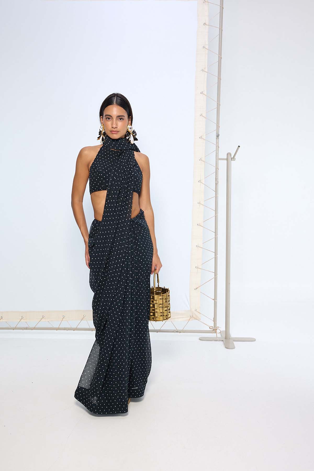 Noir Polka Dotted Saree