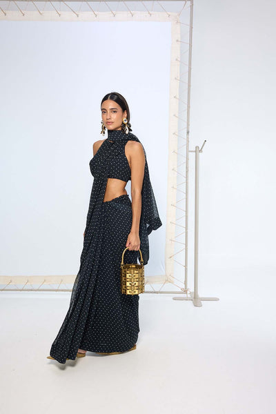 Noir Polka Dotted Saree