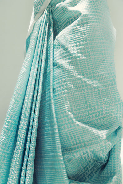 Ekaya Powder Blue Glen Plaid indian designer wear online shopping melange singapore 