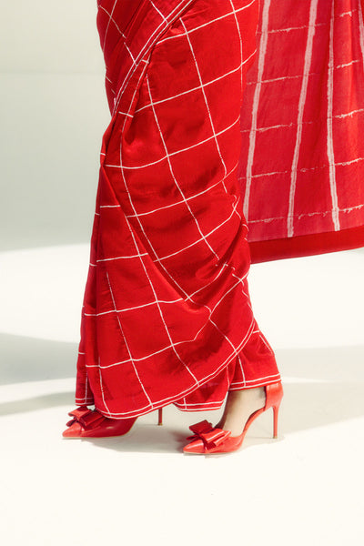 Ekaya Red Window Pane indian designer wear online shopping melange singapore 