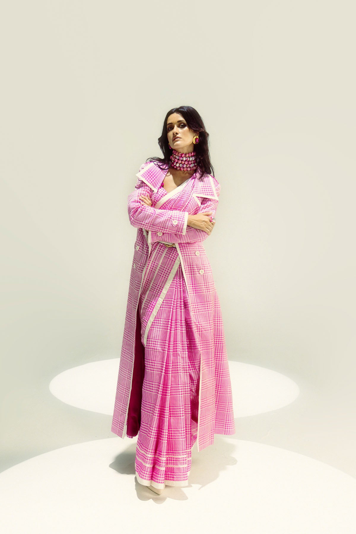 EkayaPink Glen Plaid indian designer wear online shopping melange singapore 