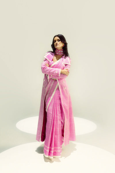 EkayaPink Glen Plaid indian designer wear online shopping melange singapore 