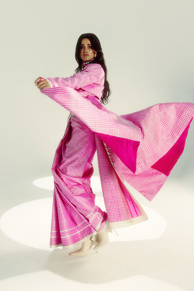 EkayaPink Glen Plaid indian designer wear online shopping melange singapore 