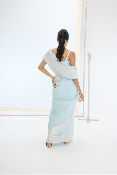 Ekaya The Blake Saree in Ice Blue indian designer wear online shopping melange singapore 