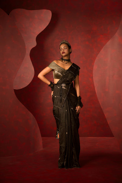 Ekaya The Bridezilla Saree in Black indian designer wear online shopping melange singapore 