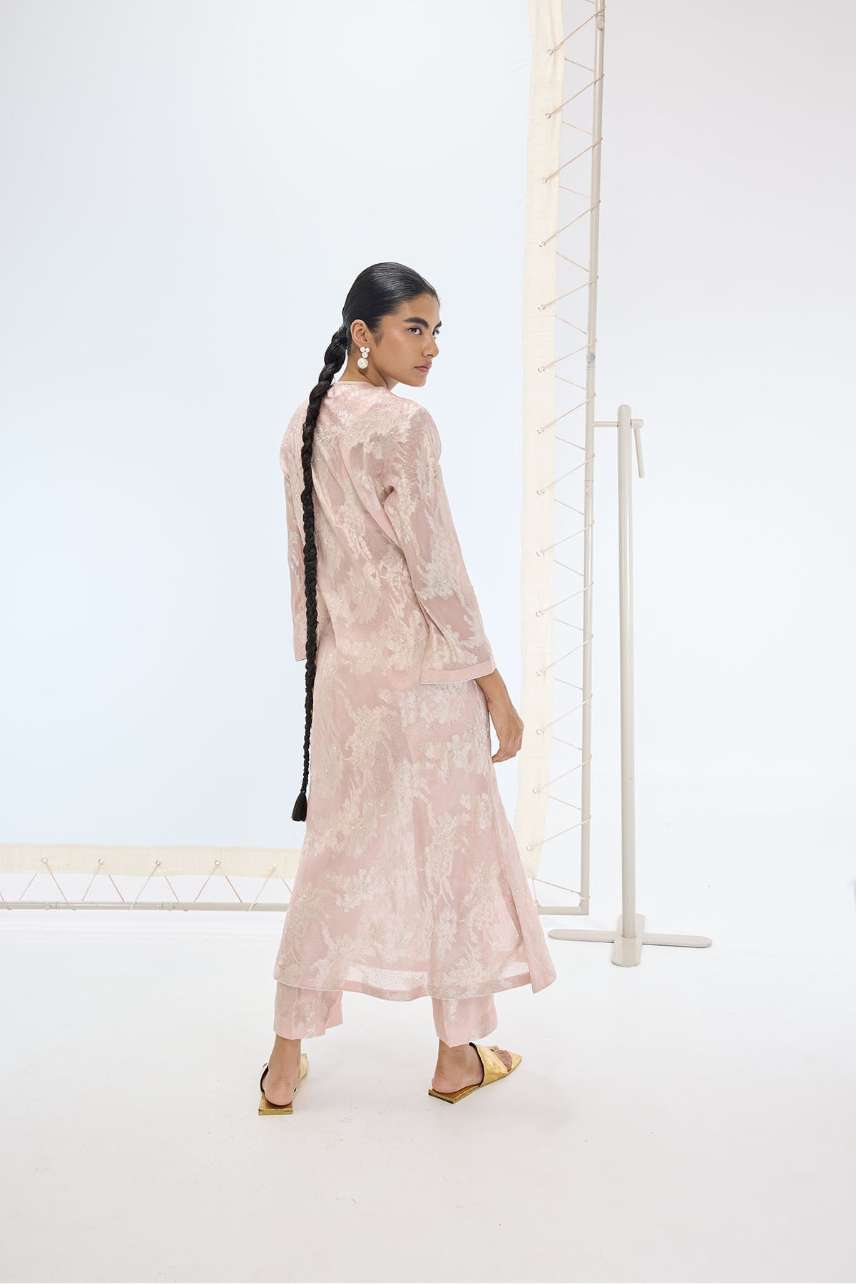 Ekaya The Diana Kurta Set in Peach indian designer wear online shopping melange singapore 
