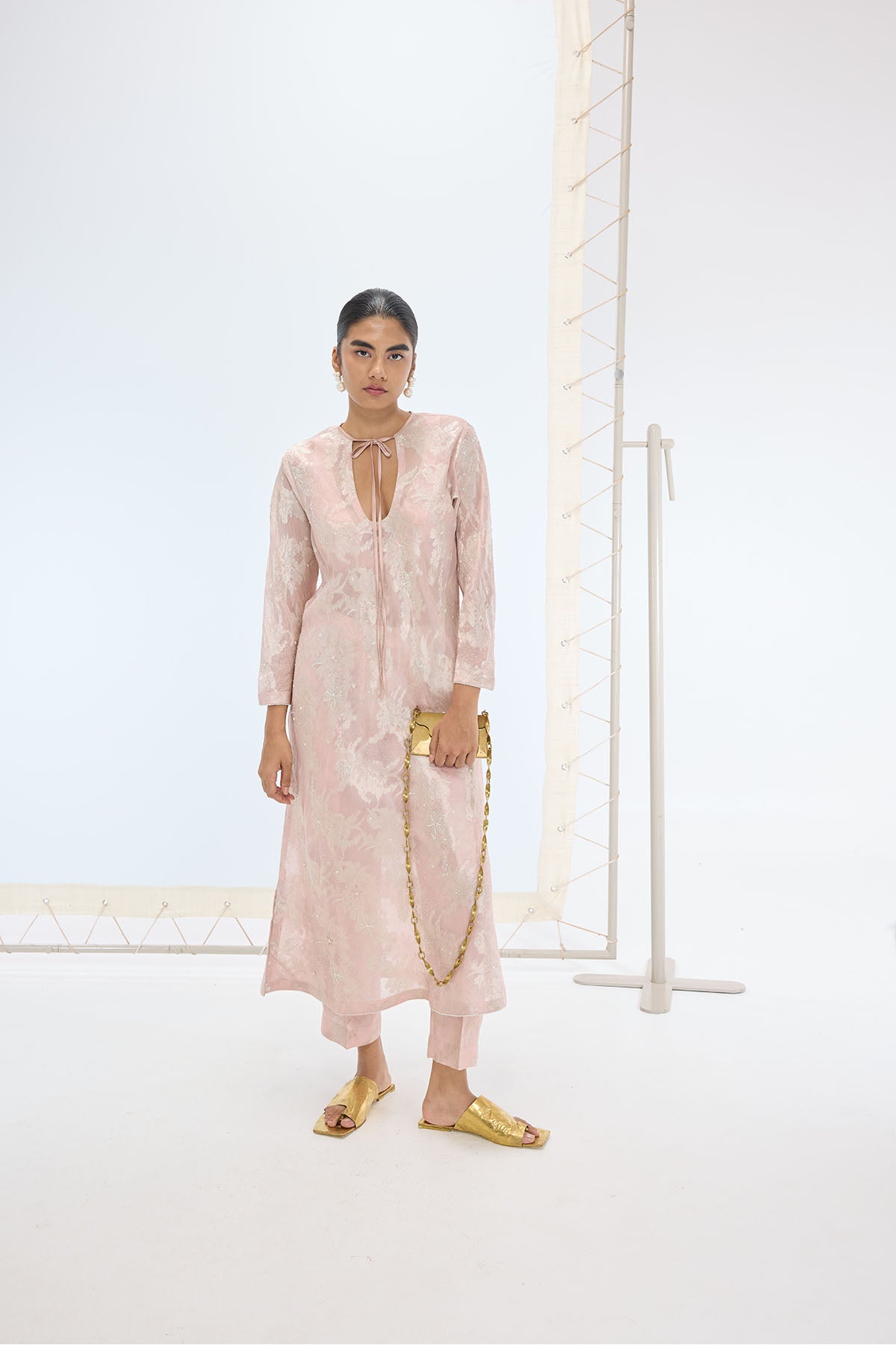 Ekaya The Diana Kurta Set in Peach indian designer wear online shopping melange singapore 