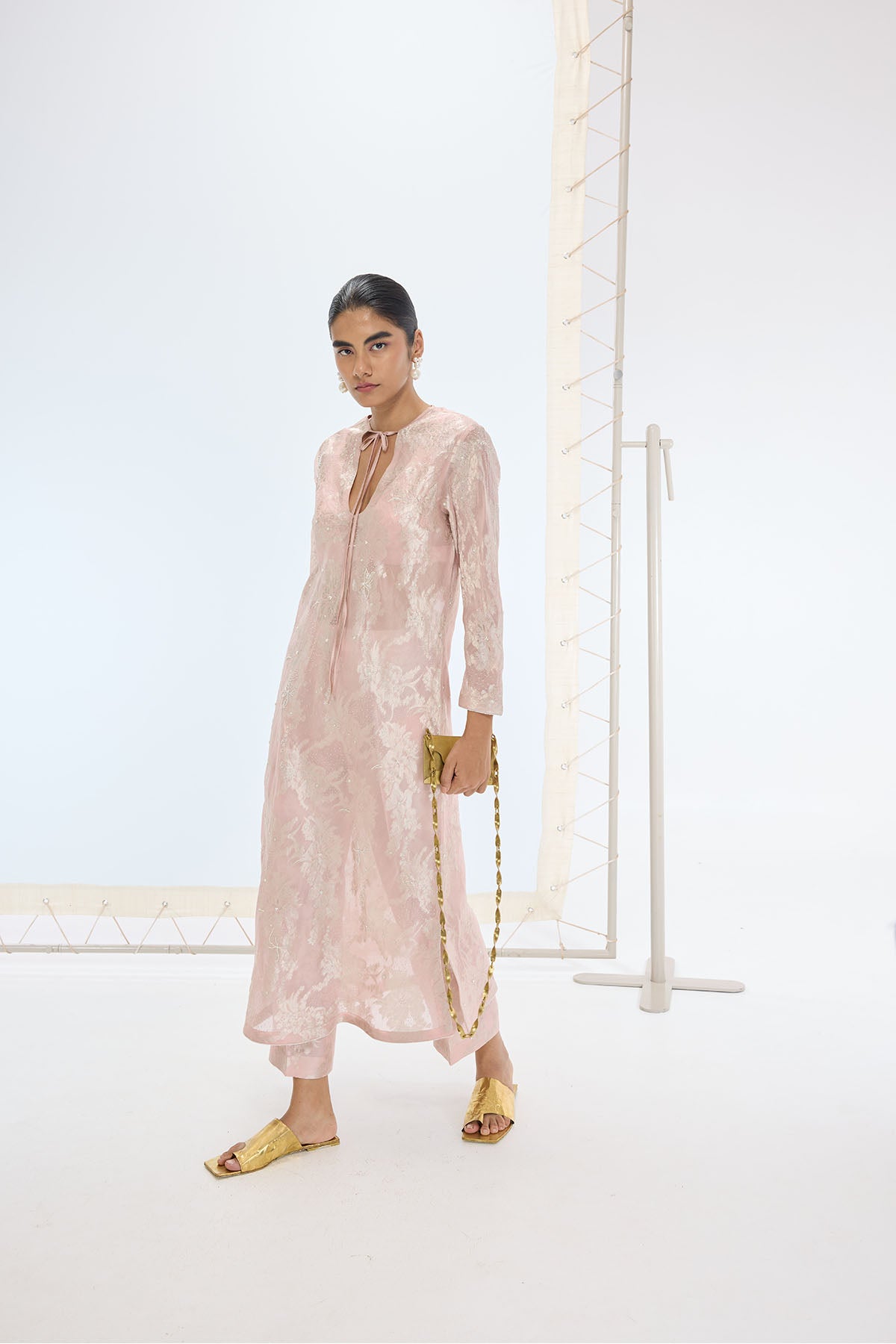 Ekaya The Diana Kurta Set in Peach indian designer wear online shopping melange singapore 