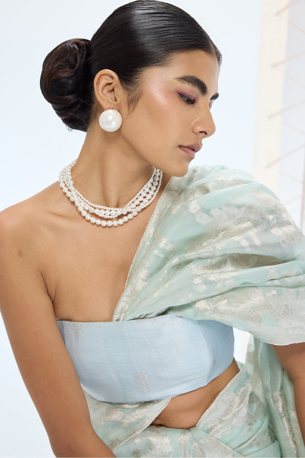 Ekaya The Diana Saree in Aqua Green indian designer wear online shopping melange singapore 