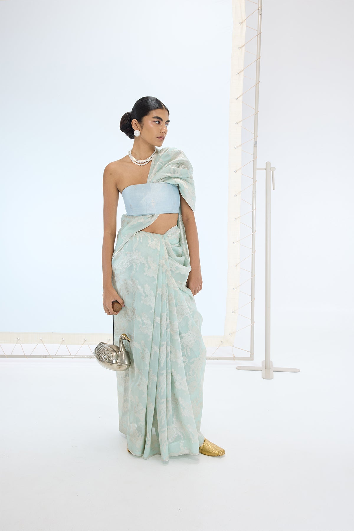 Ekaya The Diana Saree in Aqua Green indian designer wear online shopping melange singapore 