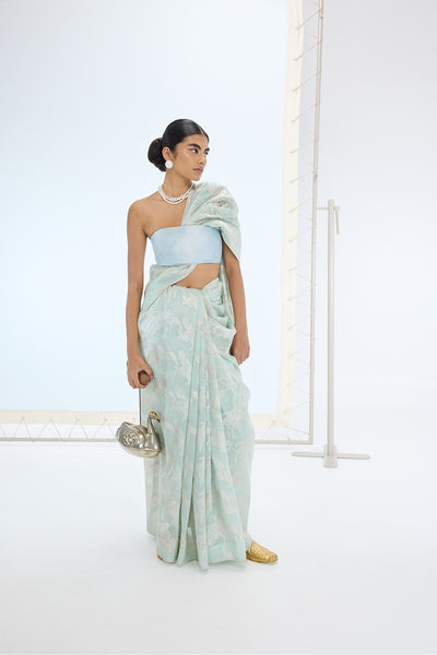 Ekaya The Diana Saree in Aqua Green indian designer wear online shopping melange singapore 