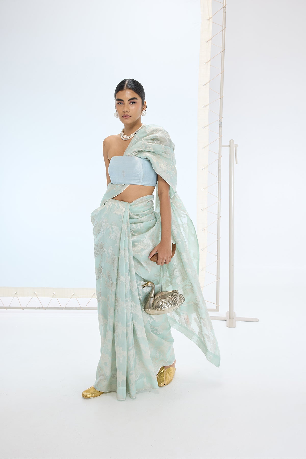 Ekaya The Diana Saree in Aqua Green indian designer wear online shopping melange singapore 