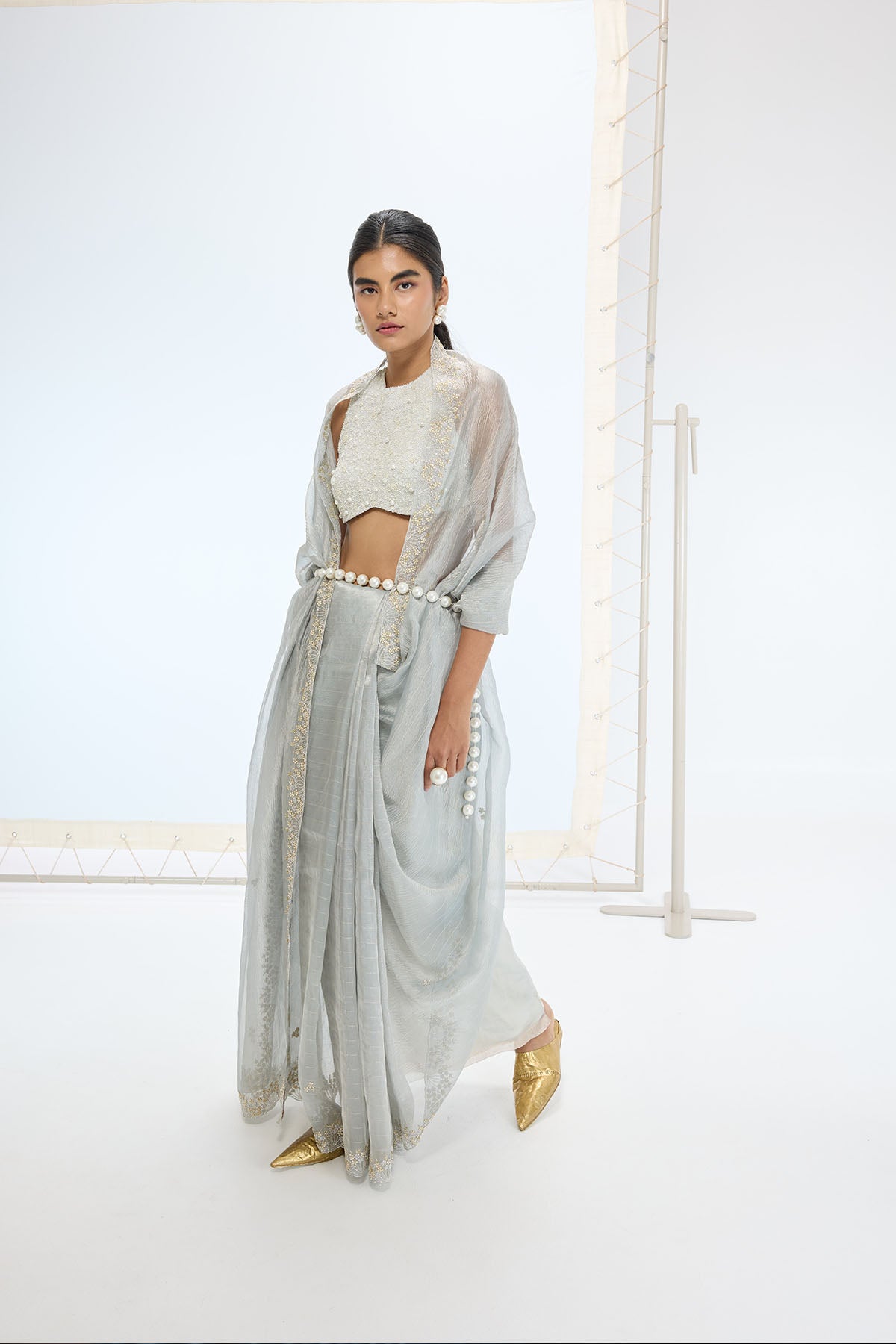 Ekaya The Eva Saree in Sea Green indian designer wear online shopping melange singapore 