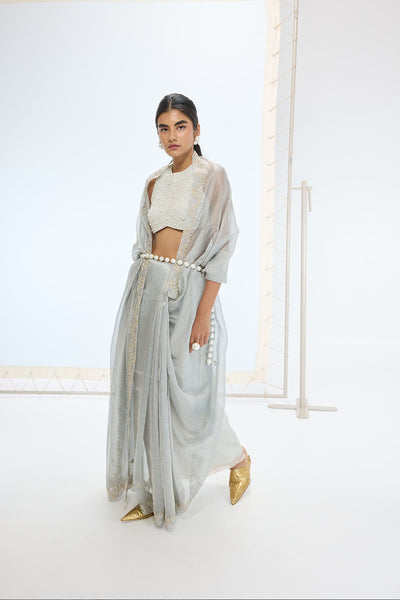 Ekaya The Eva Saree in Sea Green indian designer wear online shopping melange singapore 