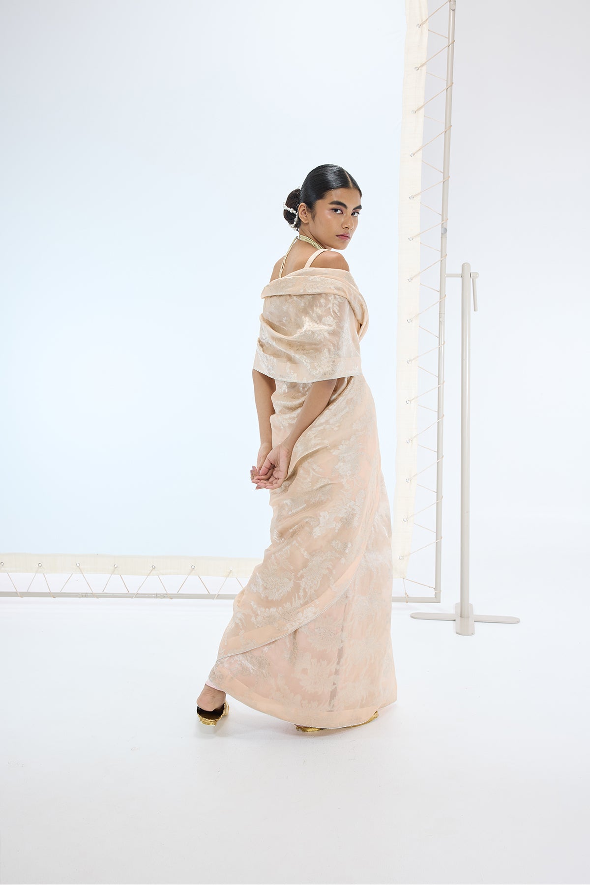 Ekaya The Harper Saree in Peach indian designer wear online shopping melange singapore 