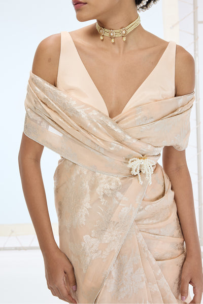 Ekaya The Harper Saree in Peach indian designer wear online shopping melange singapore 