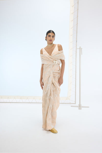 Ekaya The Harper Saree in Peach indian designer wear online shopping melange singapore 