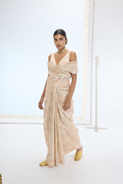 Ekaya The Harper Saree in Peach indian designer wear online shopping melange singapore 