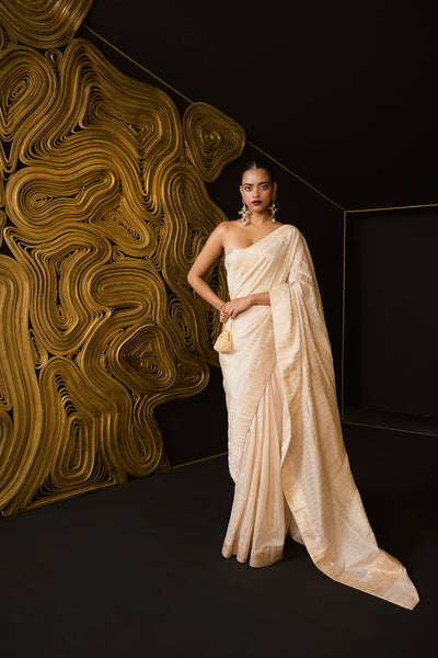 Ekaya The Ivory Heart Saree indian designer wear online shopping melange singapore 