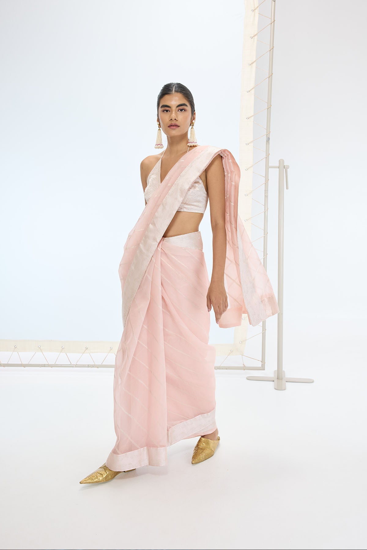 Ekaya The Ivy Saree in Peach indian designer wear online shopping melange singapore 