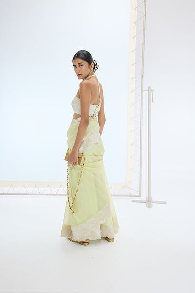 Ekaya The Jane Saree in Pistachio indian designer wear online shopping melange singapore 
