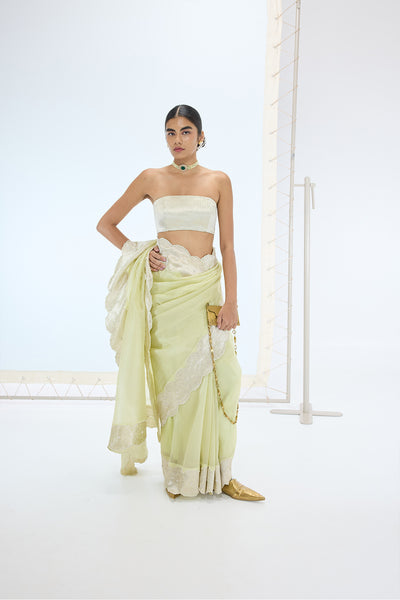 Ekaya The Jane Saree in Pistachio indian designer wear online shopping melange singapore 