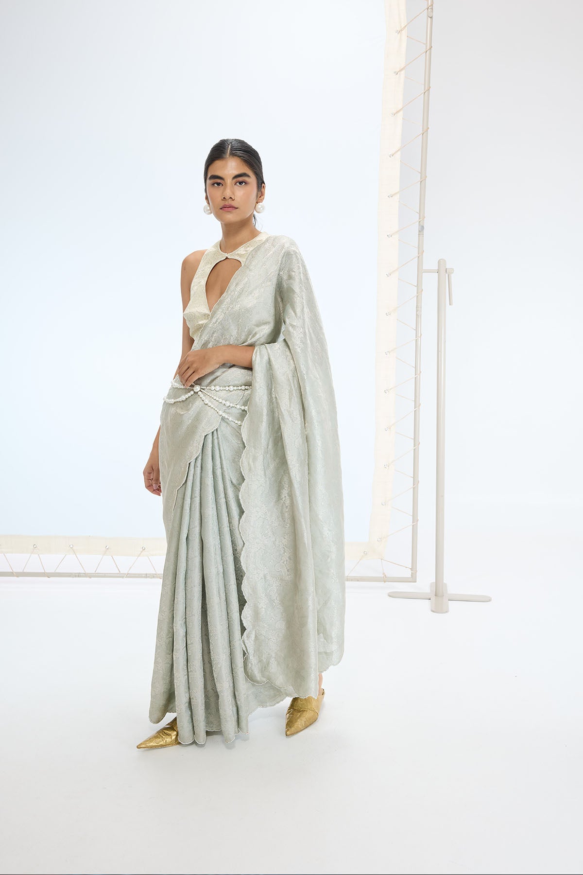 Ekaya The Jenna Saree in Aqua Green indian designer wear online shopping melange singapore 