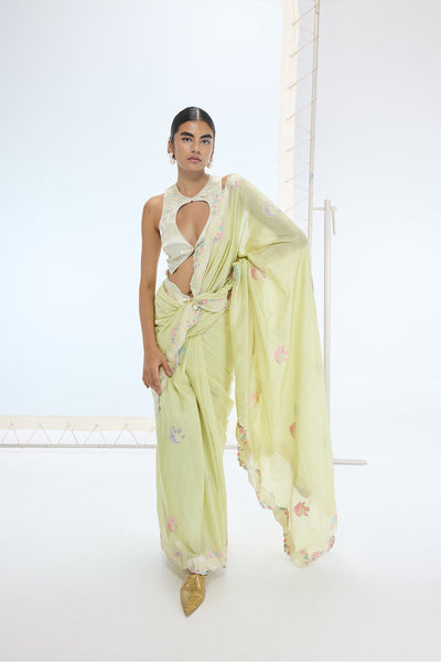 Ekaya The June Saree in Pistachio indian designer wear online shopping melange singapore 
