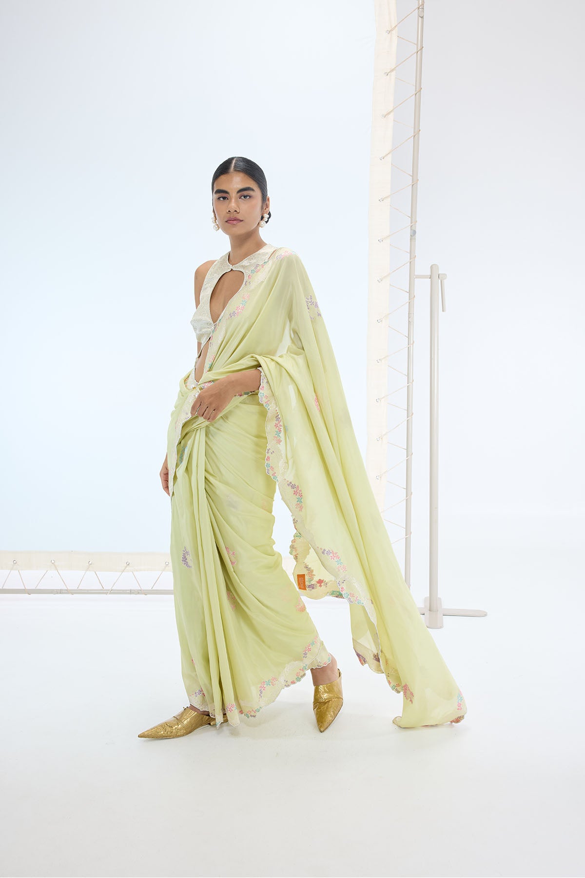 Ekaya The June Saree in Pistachio indian designer wear online shopping melange singapore 