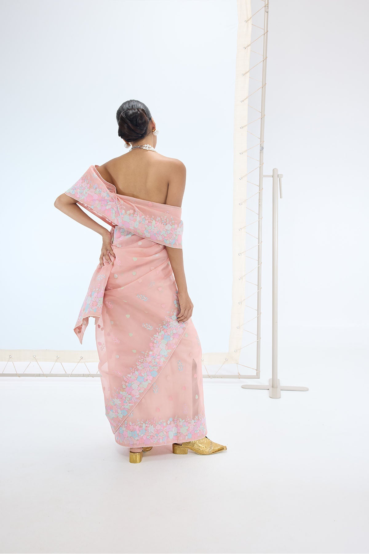 Ekaya The Lexi Saree in Peach indian designer wear online shopping melange singapore 