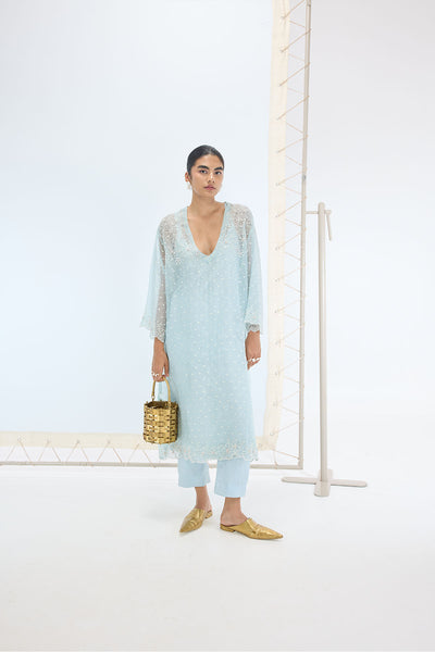 Ekaya The Lily Kurta Set in Aqua Green indian designer wear online shopping melange singapore 
