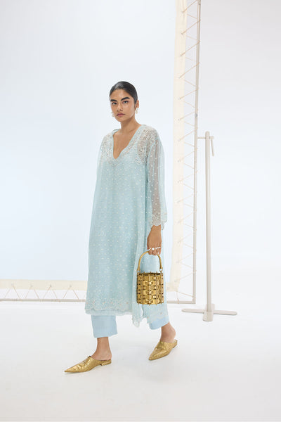 Ekaya The Lily Kurta Set in Aqua Green indian designer wear online shopping melange singapore 
