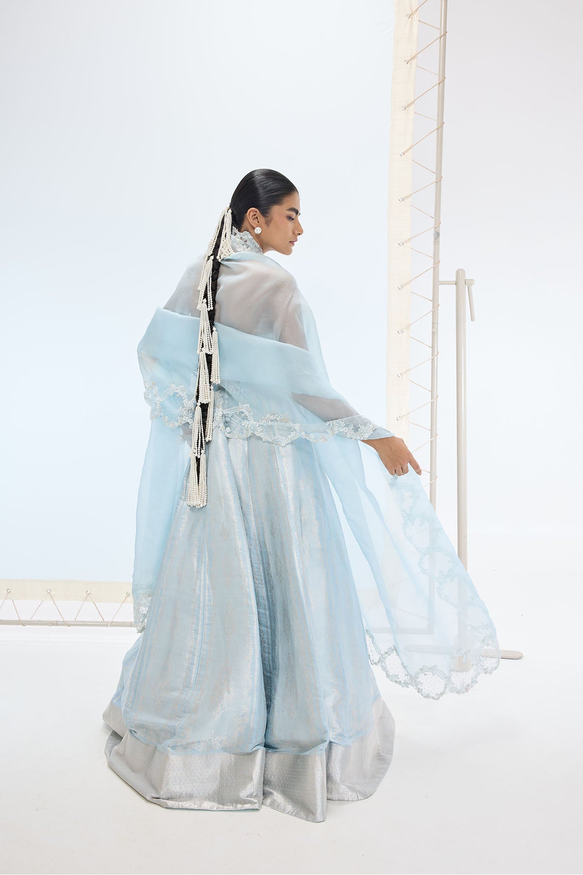 Ekaya The Liza Lehenga Set in Aqua Green indian designer wear online shopping melange singapore