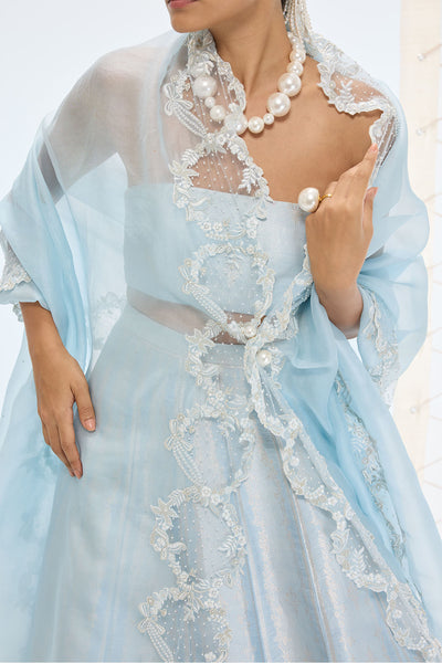 Ekaya The Liza Lehenga Set in Aqua Green indian designer wear online shopping melange singapore