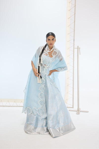 Ekaya The Liza Lehenga Set in Aqua Green indian designer wear online shopping melange singapore
