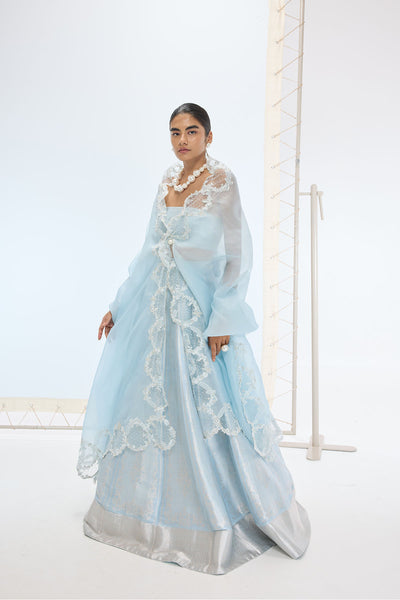 Ekaya The Liza Lehenga Set in Aqua Green indian designer wear online shopping melange singapore