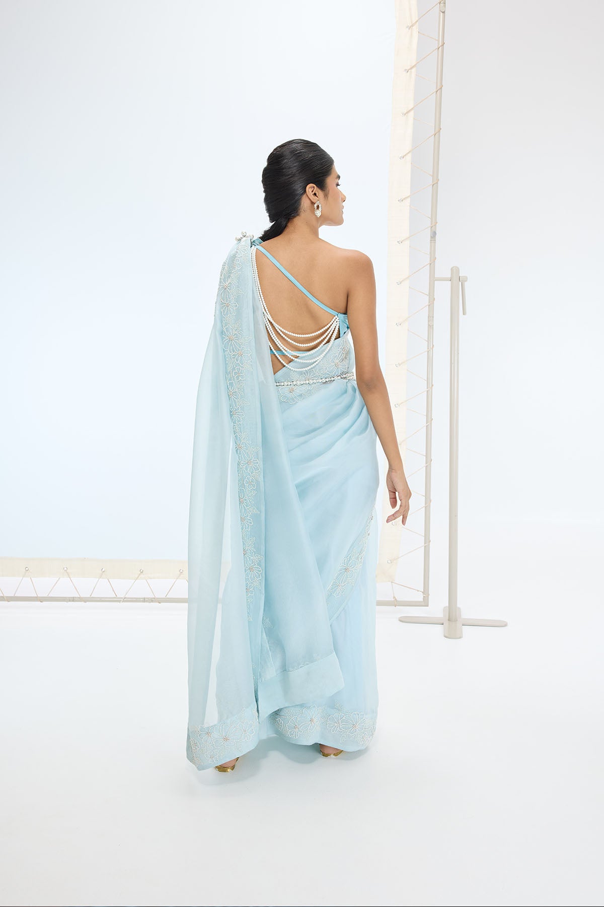 Ekaya The Luna Saree In Aqua Green indian designer wear online shopping melange singapore 
