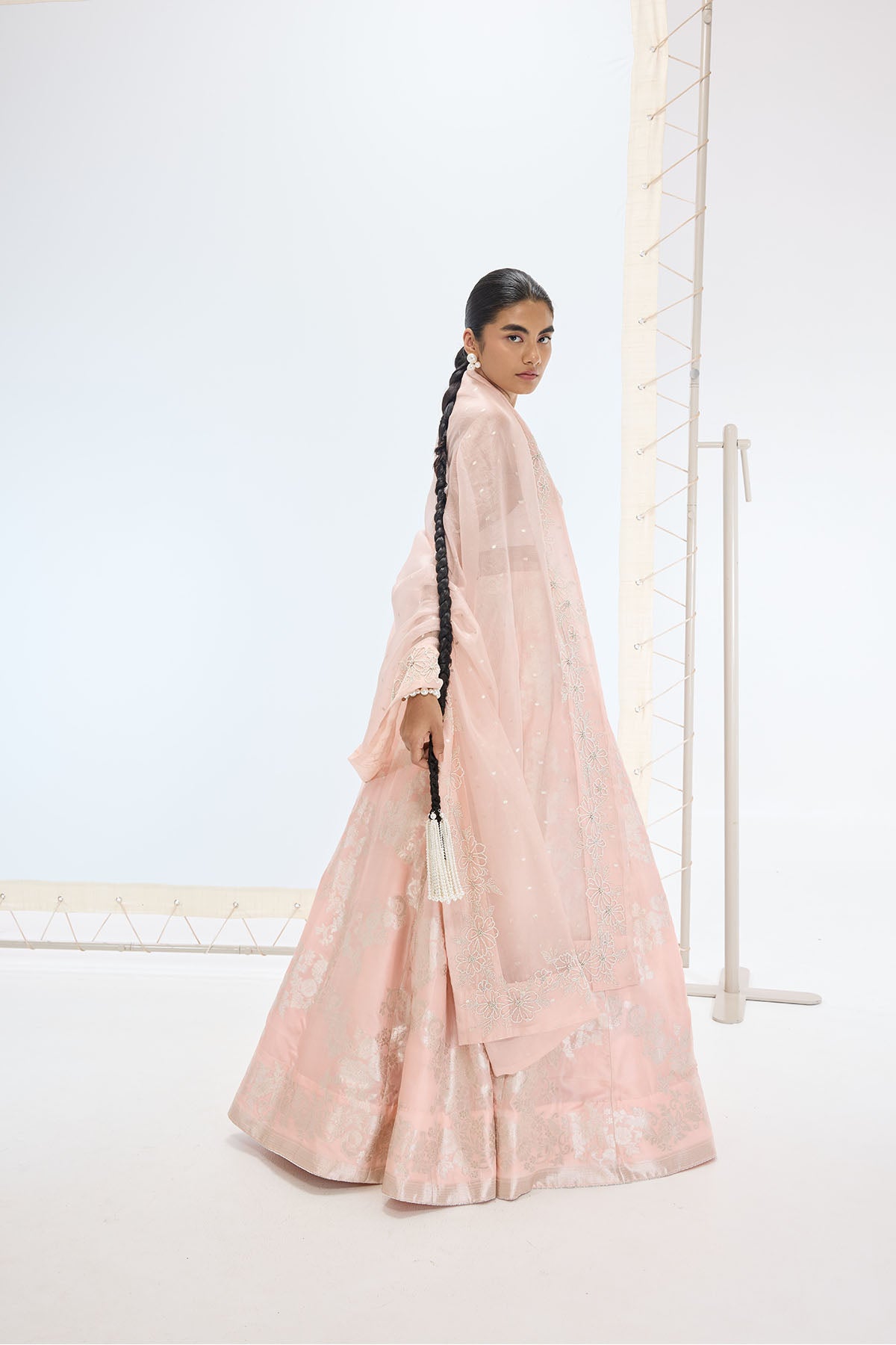 Ekaya The Mia Lehenga Set in Peach indian designer wear online shopping melange singapore 