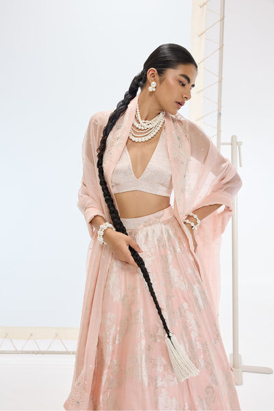 Ekaya The Mia Lehenga Set in Peach indian designer wear online shopping melange singapore 