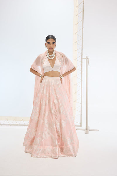 Ekaya The Mia Lehenga Set in Peach indian designer wear online shopping melange singapore 