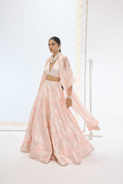 Ekaya The Mia Lehenga Set in Peach indian designer wear online shopping melange singapore 