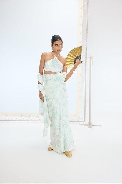 Ekaya The Ruby  Saree in Green indian designer wear online shopping melange singapore 
