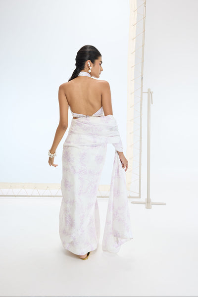 Ekaya The Ruby Saree in Off White indian designer wear online shopping melange singapore 